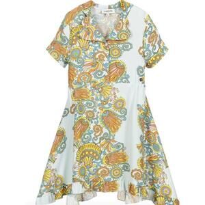 Lanvin Kids Size 14 BLUE FLOWER SWIRL CRÊPE DRESS $661
